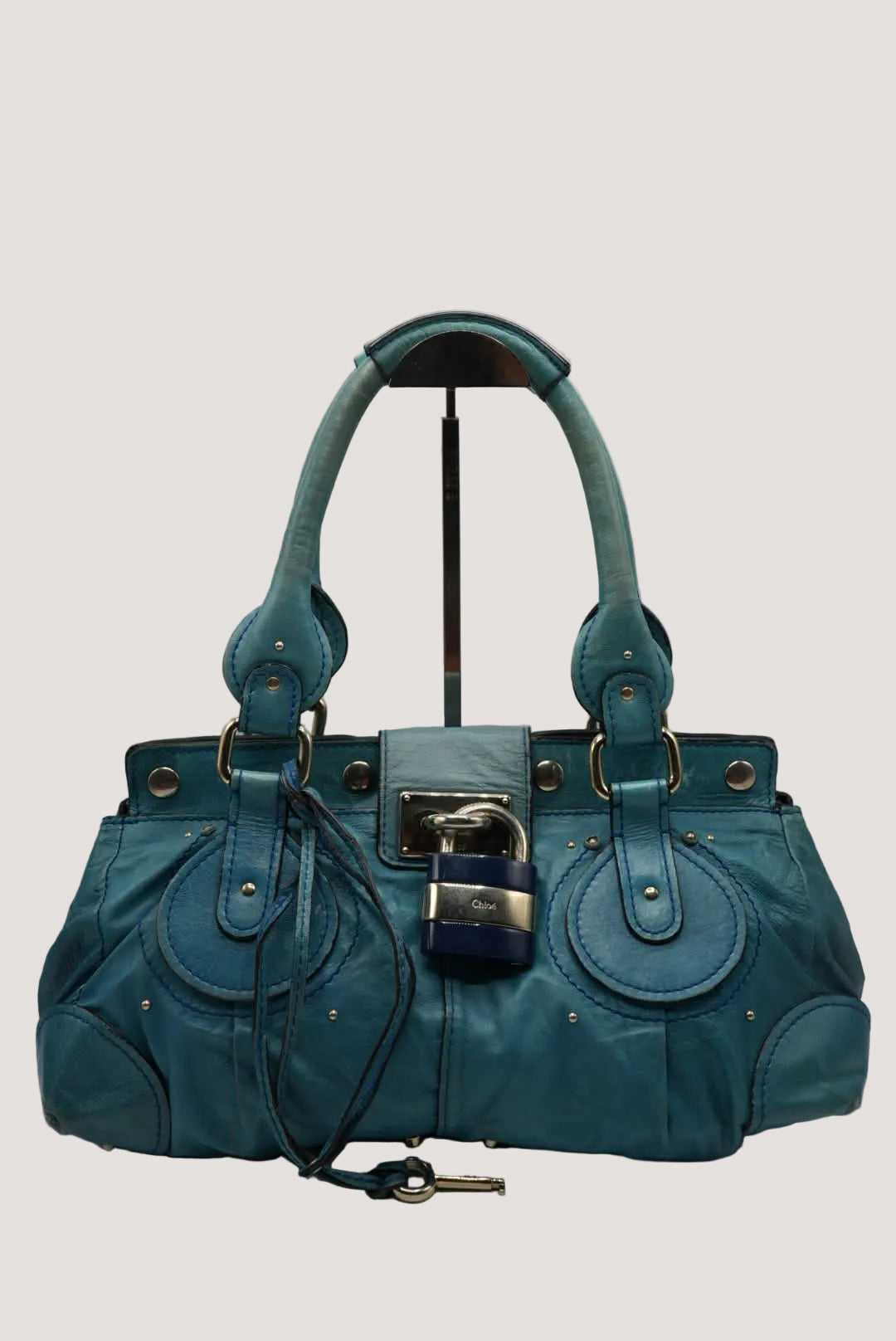 Chloé Paddington Blue Cadena Padlock & Key Boston Satchel