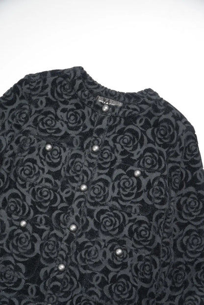 Chanel Black Terry Velour Jacket Camellia Flower
