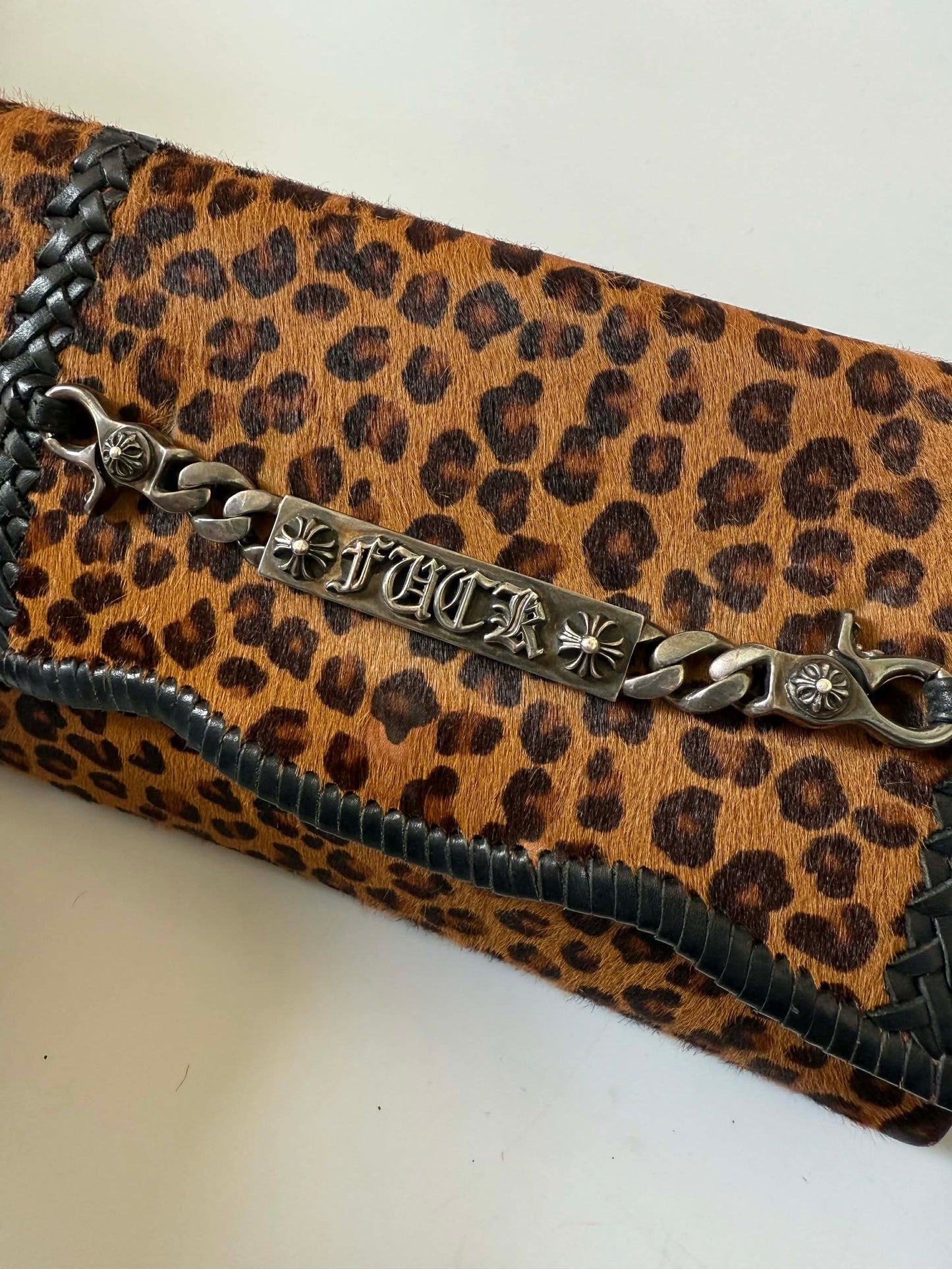 RARE Chrome Hearts Leopard Pony Hair “Fuck you” Clutch Bag