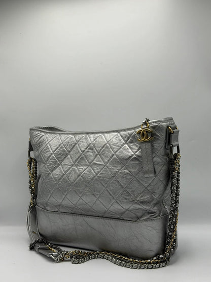 Chanel Gabrielle Metallic Silver Hobo Bag