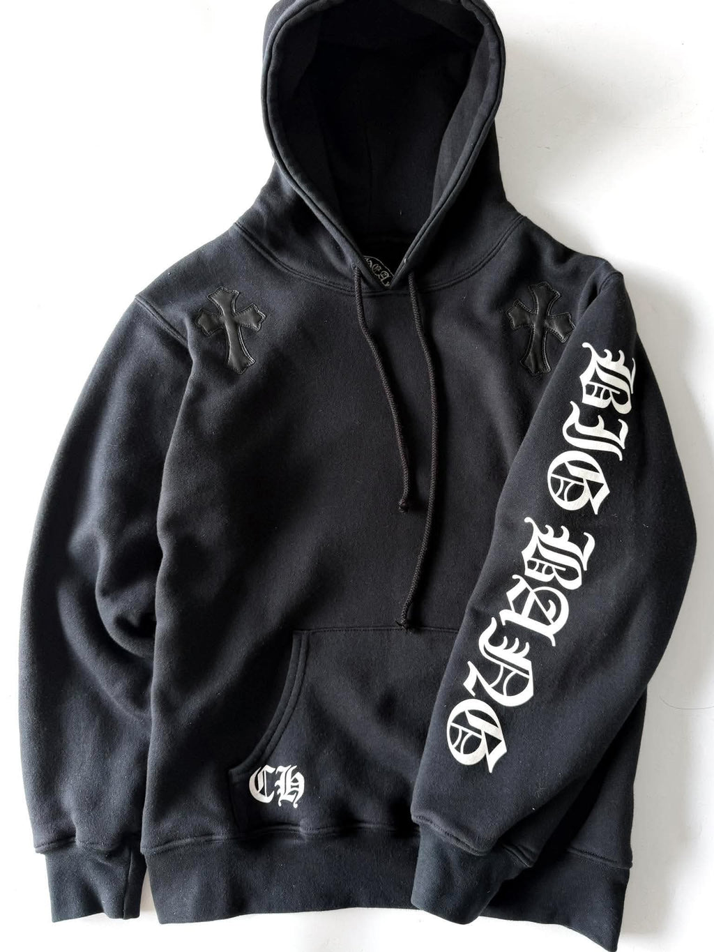 Vintage Chrome Hearts x Big Bang Leather Cross Patch Hoodie