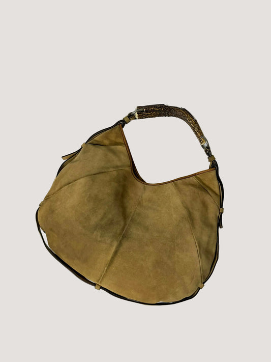 Yves Saint Laurent Taupe Suede Mombasa Hobo Bag