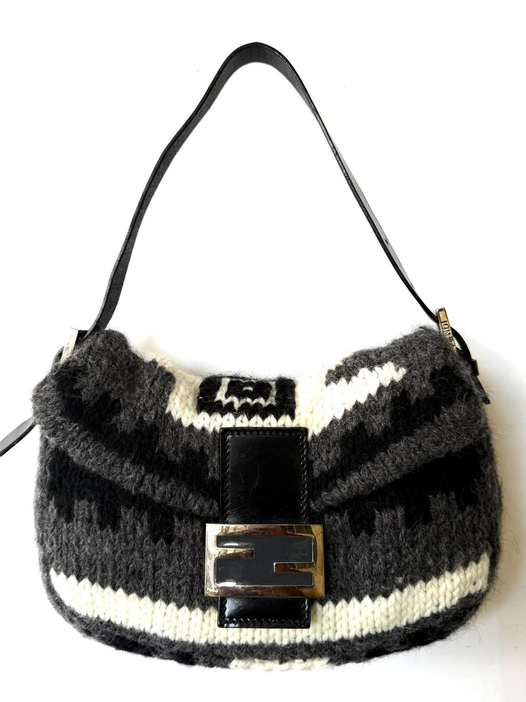 Vintage Fendi F/W1999 Wool Knit Baguette Bag