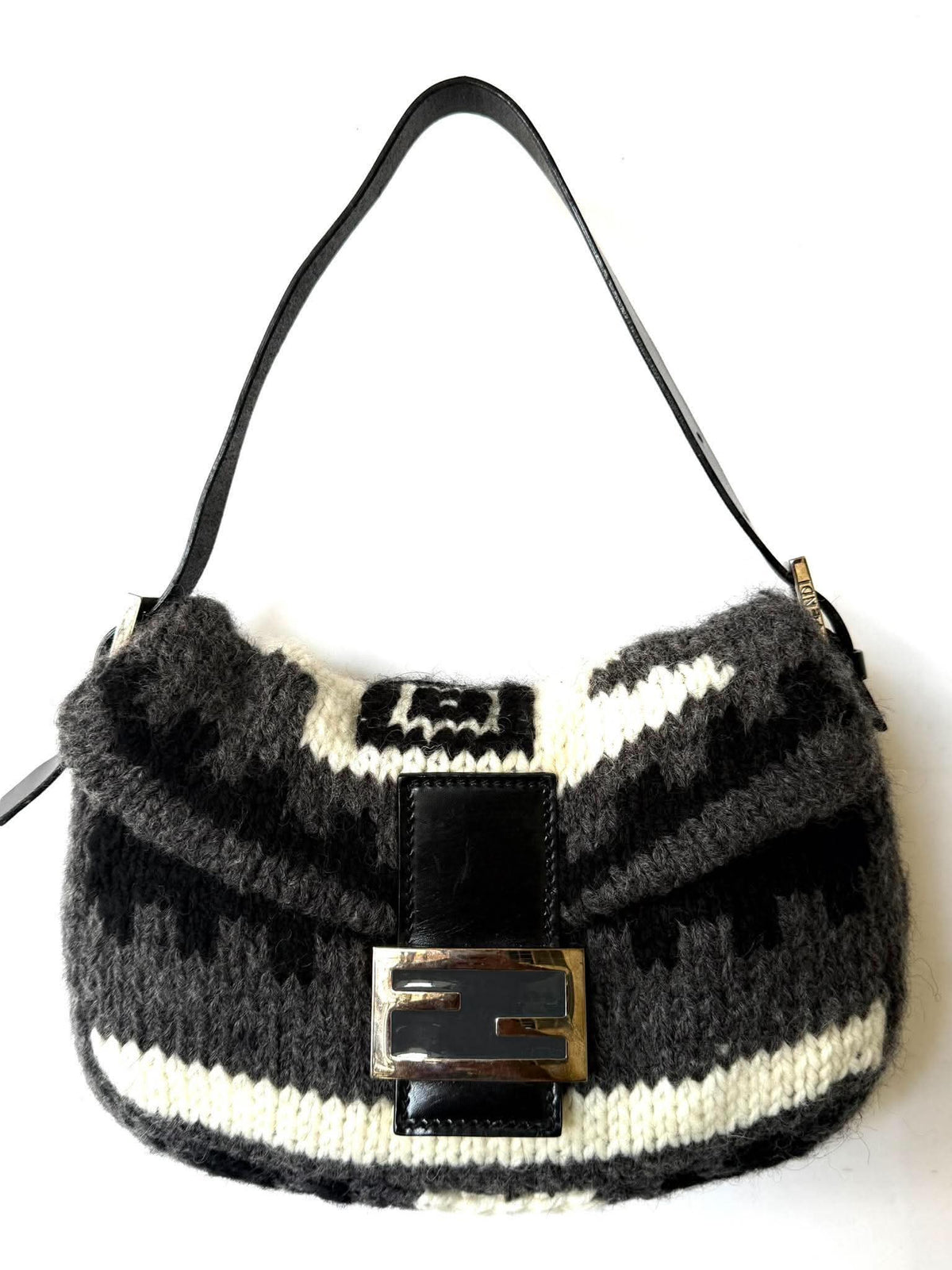 Vintage Fendi F/W1999 Wool Knit Baguette Bag